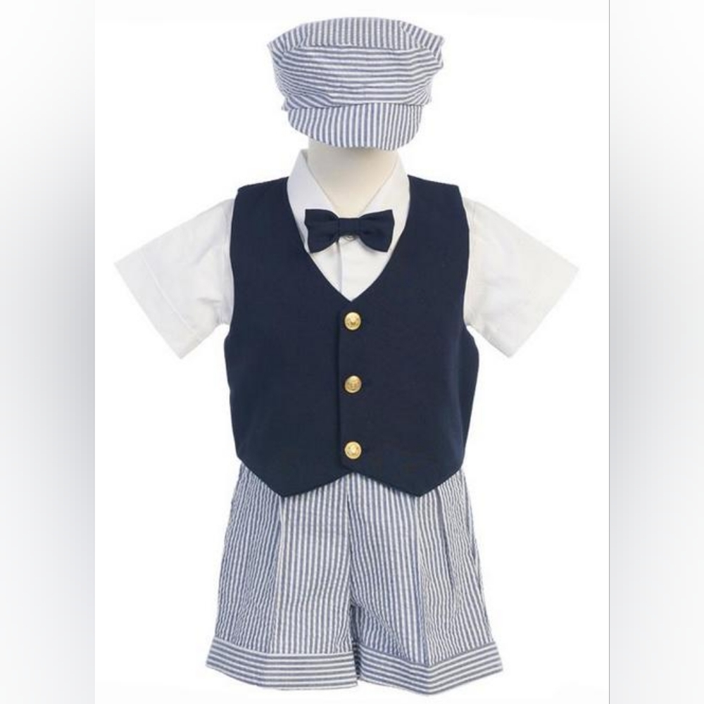 Lito Striped Seersucker Vest Set, Size 2T (NWT!)
